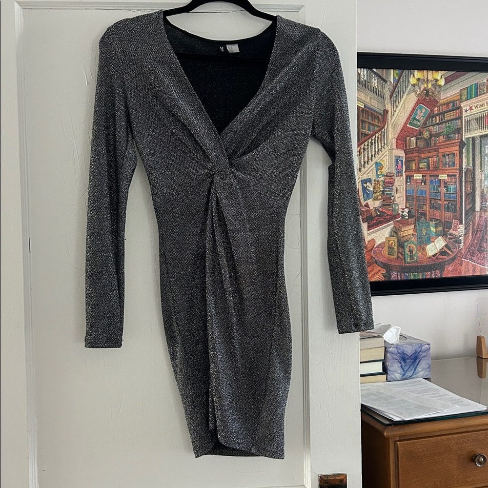 Divided Metallic Long Sleeve Dress